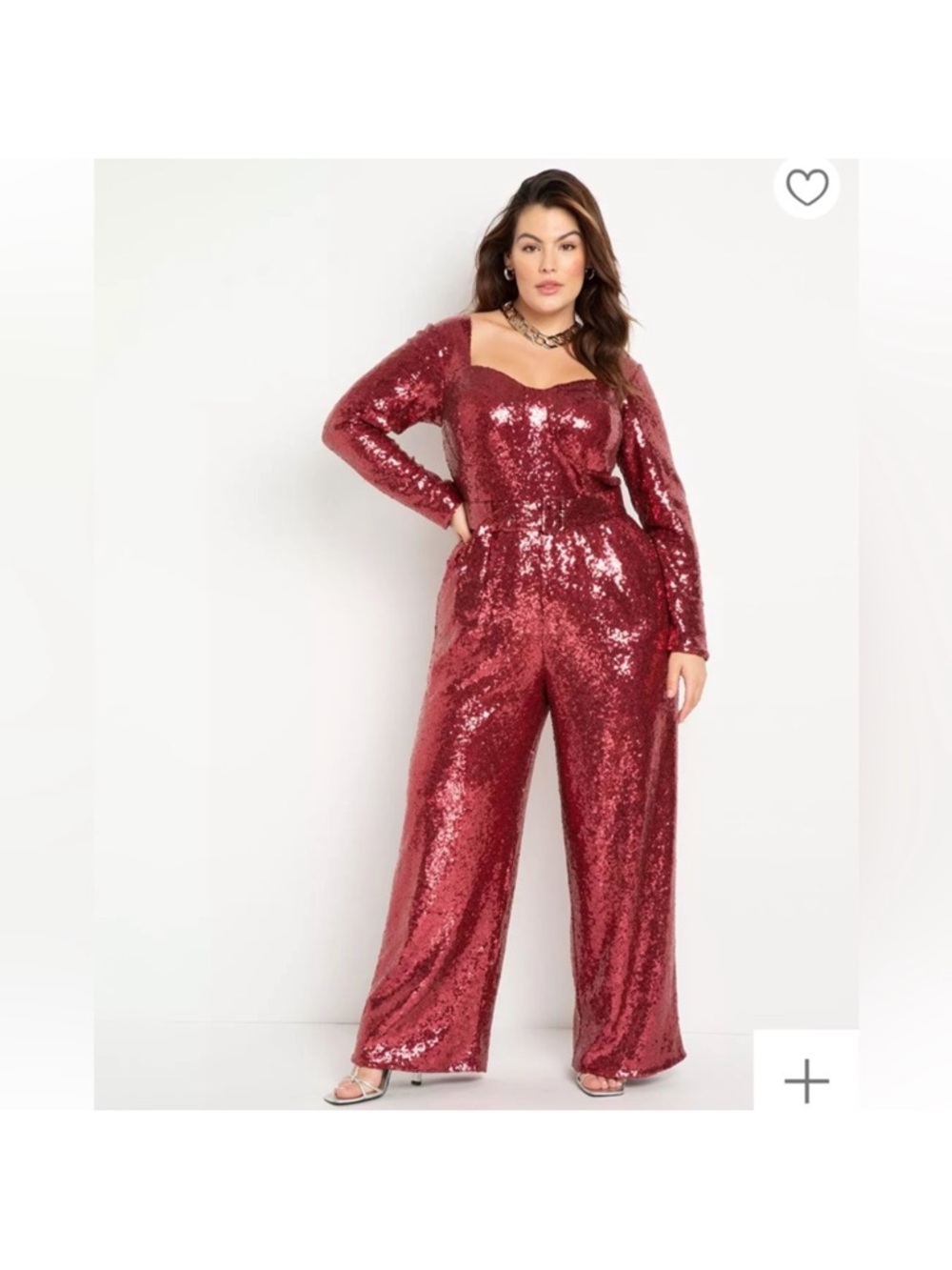 Eloquii Red Wide Leg Sequin Jumpsuit size 28 - Picture 2 of 9
